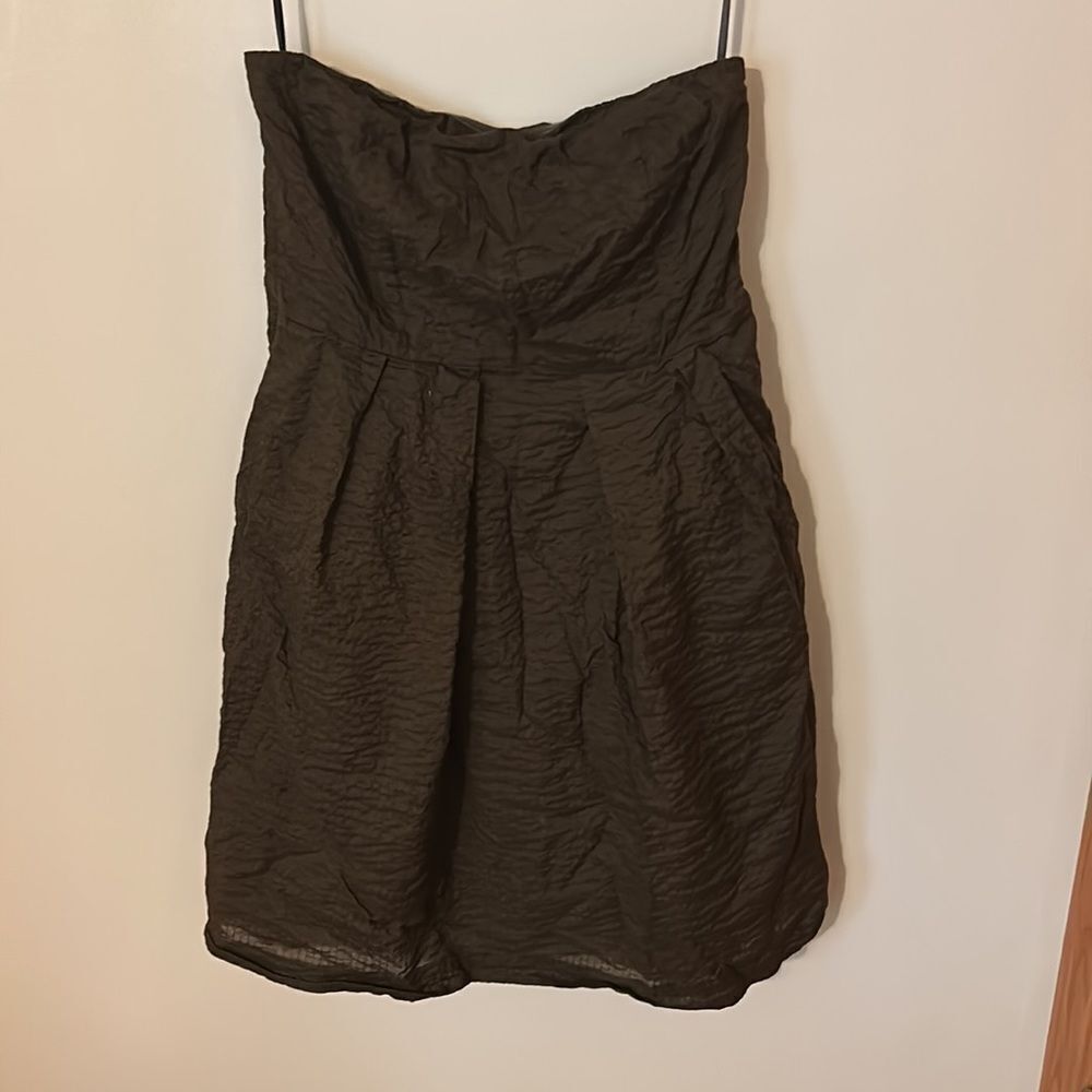 J. Crew Strapless Brown Cotton Cady Dress Size 14